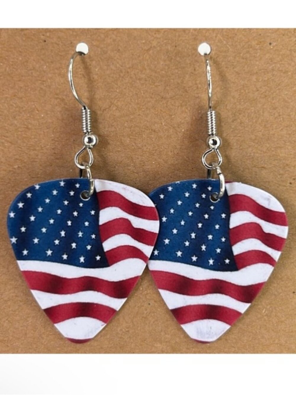 Guitar Pick Custom Earrings American Flag Fashion Jewelry